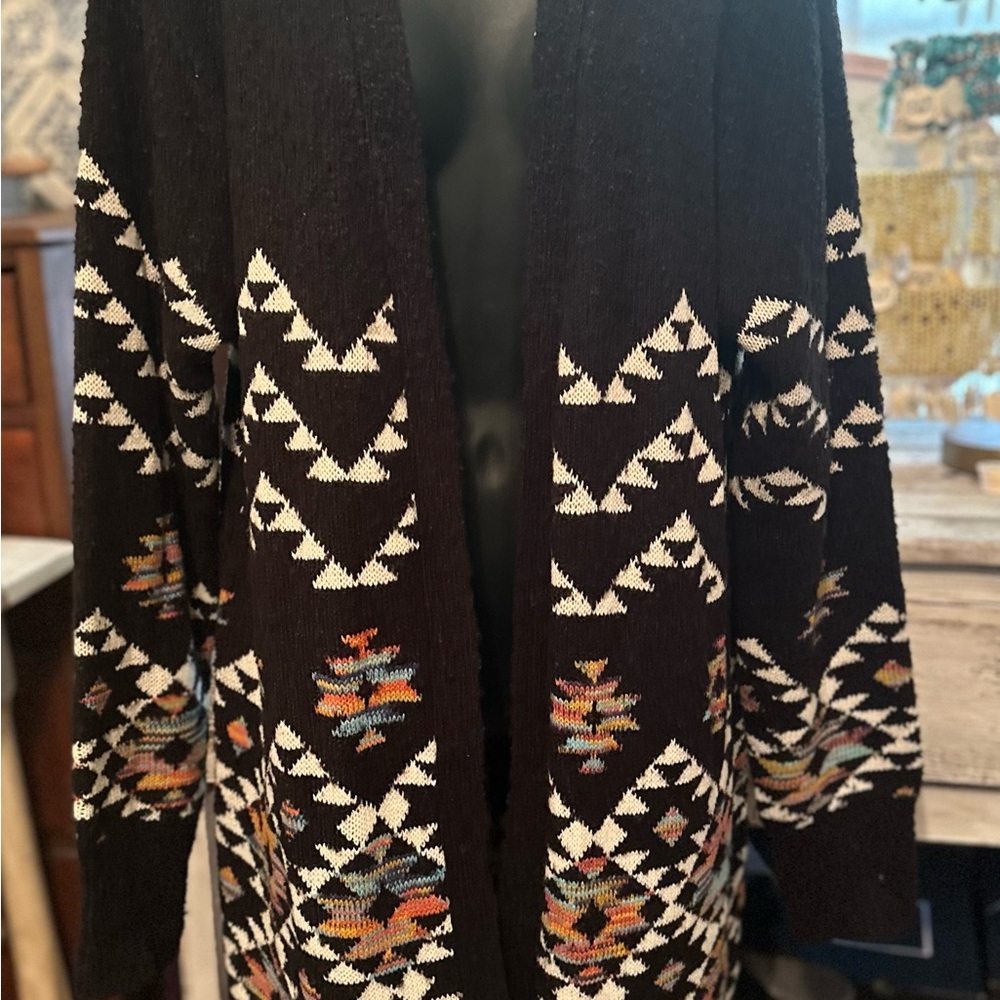 No Boundaries Black and White Patterned Cardigan